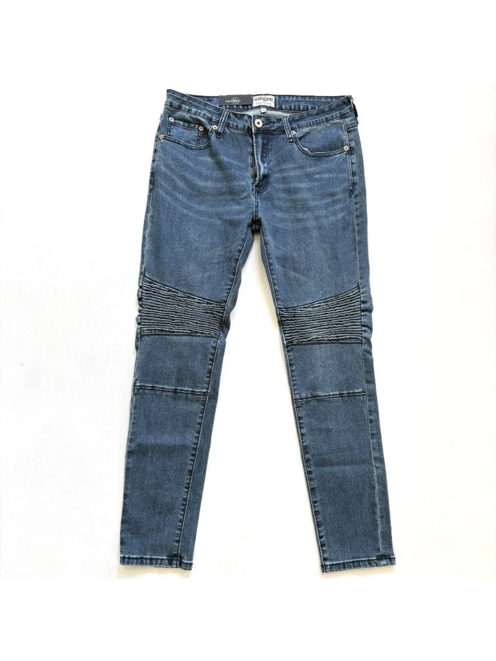 NWT Umgee Women’s 31 Skinny Moto Denim Blue Ankle Jeans L28 New
